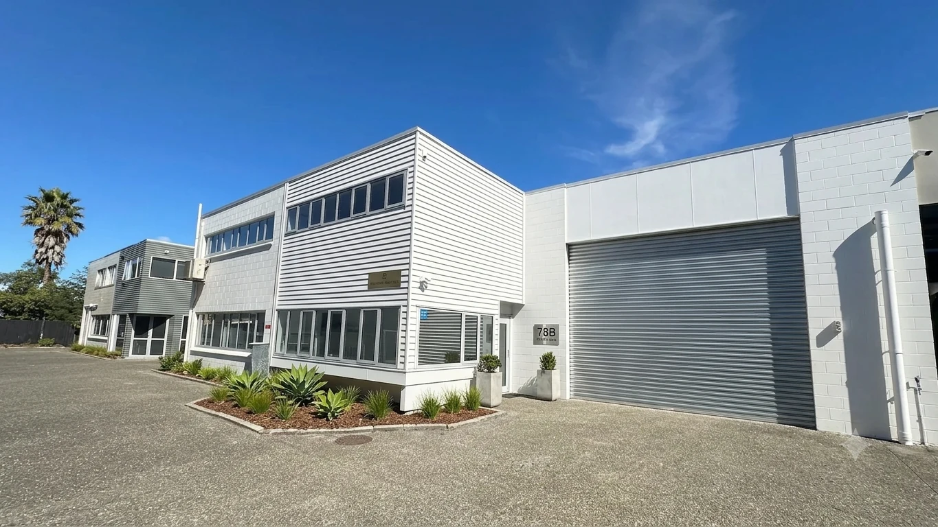 78B Parana Road — the reinstated two-storey office and warehouse back in operation